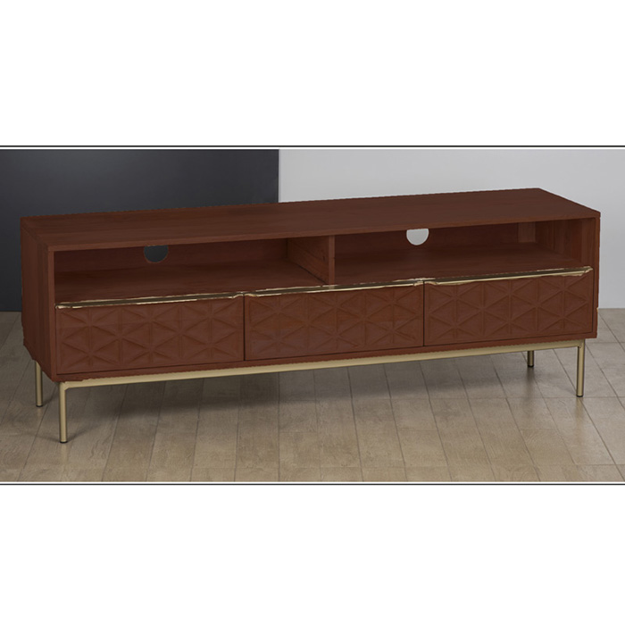 Ivy Dark Stained Mango Wood TV Unit - Click Image to Close